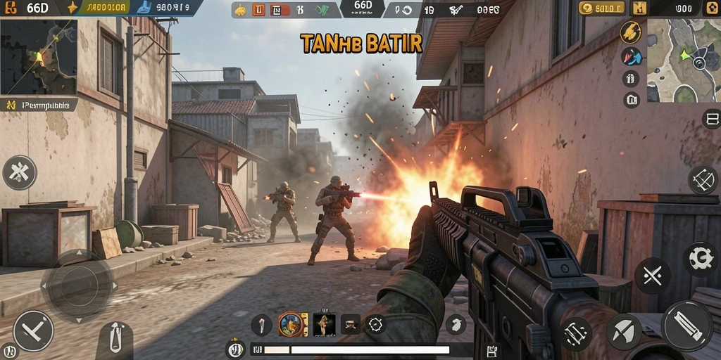 Tampilan gameplay seru dari 66D dengan aksi tembak-menembak yang mendebarkan.