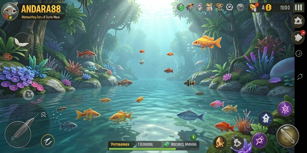 Tampilan gameplay ANDARA88 dengan aksi memancing yang menarik.