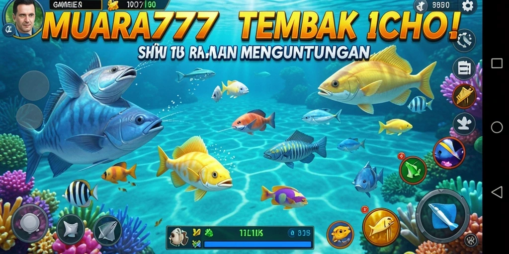 Gameplay seru dalam MUARA777 saat menembak ikan di bawah laut.