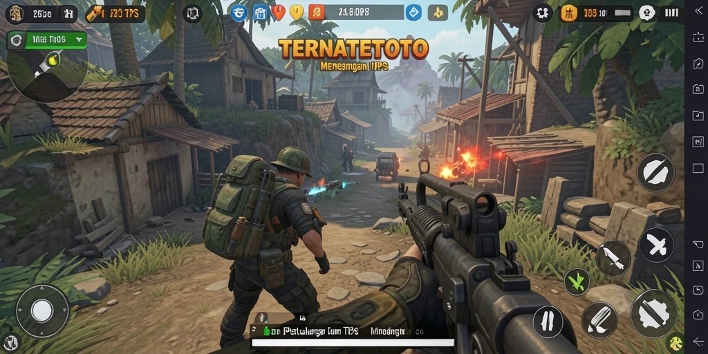Screenshot TERNATETOTO menampilkan aksi tembak-menembak yang mendebarkan di arena pertempuran.