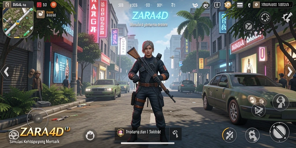 Tampilan gameplay ZARA4D yang menampilkan interaksi karakter dalam simulasi kehidupan.