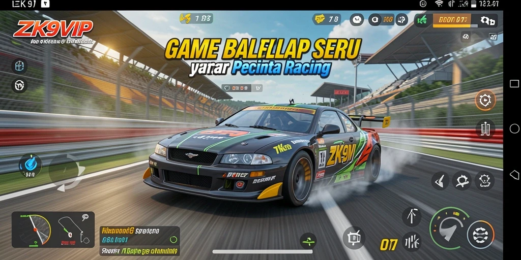 Tampilan gameplay balapan seru di ZK9VIP dengan mobil cepat.